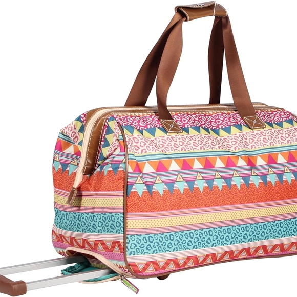 Lily Bloom Rolling Duffle Bag Luggage With Wheels And Pull Handle LARGE Travel - Picture 1 of 6